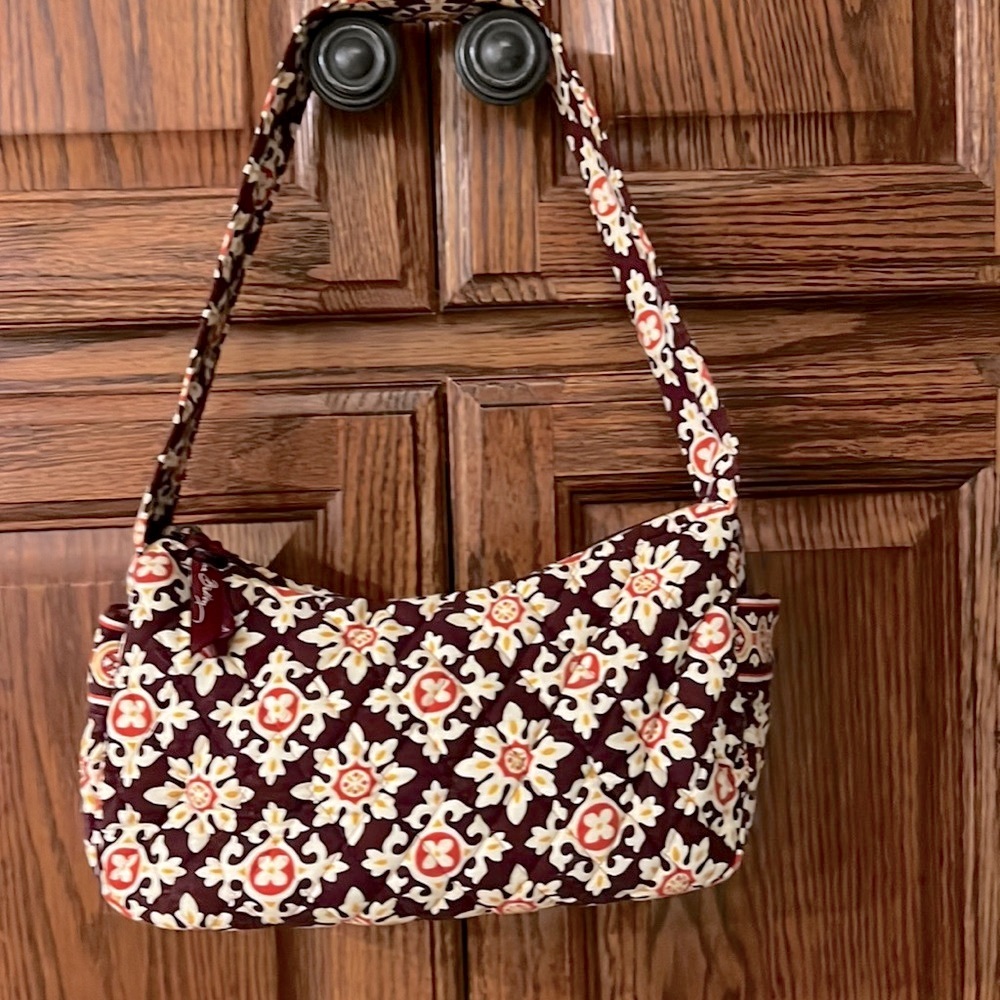 Vera Bradley Quilted Shoulder Bag in Burgundy Floral Pattern